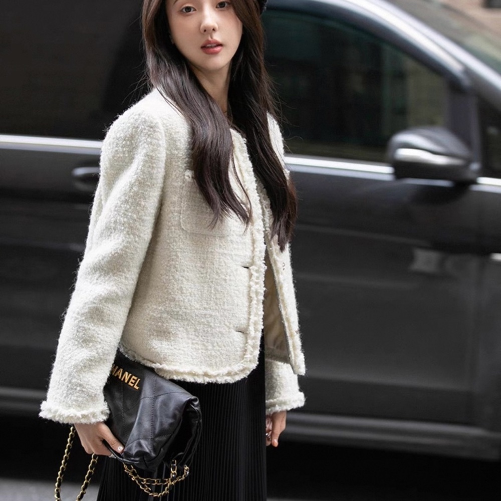 Cream Quilted Tweed Jacket